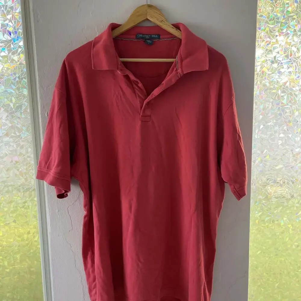 Chestnut Hill Men's Red Short Sleeve Collared Polo Shirt XL